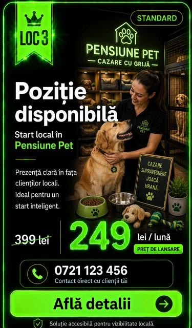 Loc 3 Standard Pensiune Pet Târgoviște - Poziție disponibilă, 249 lei pe lună