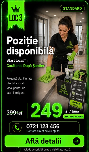 Loc 3 Standard Curățenie După Șantier Târgoviște - Poziție disponibilă, 249 lei pe lună