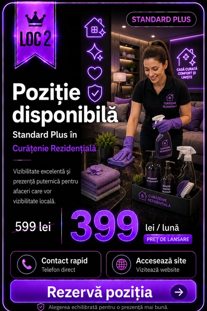 Loc 2 Standard Plus Curățenie Rezidențială Târgoviște - Poziție disponibilă, 399 lei pe lună