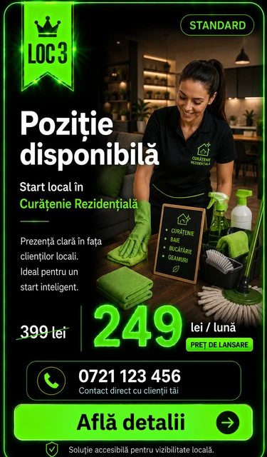 Loc 3 Standard Curățenie Rezidențială Târgoviște - Poziție disponibilă, 249 lei pe lună