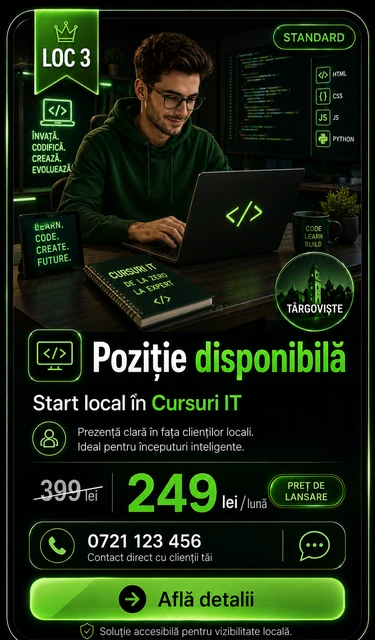 Loc 3 Standard Cursuri IT Târgoviște - Poziție disponibilă, 249 lei pe lună
