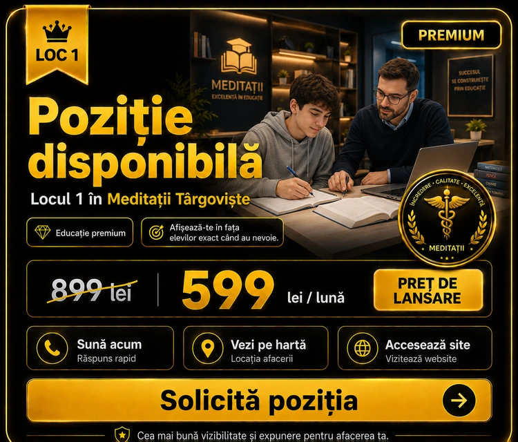 Loc 1 Premium Meditații Târgoviște - Poziție disponibilă, 599 lei pe lună