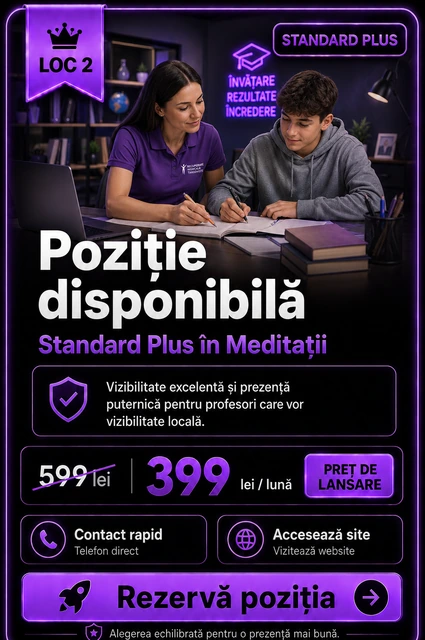 Loc 2 Standard Plus Meditații Târgoviște - Poziție disponibilă, 399 lei pe lună