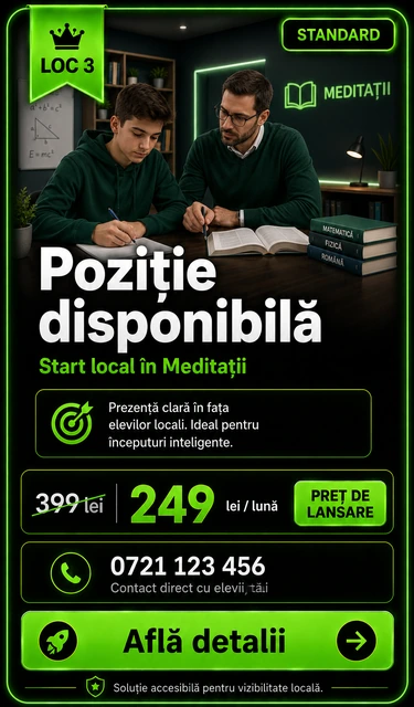 Loc 3 Standard Meditații Târgoviște - Poziție disponibilă, 249 lei pe lună