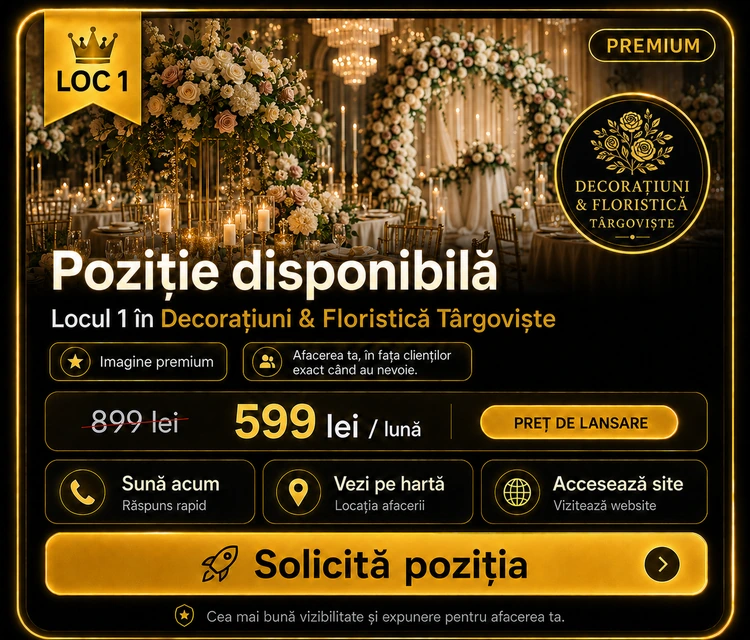 Loc 1 Premium Decorațiuni și Floristică Târgoviște - Poziție disponibilă, 599 lei pe lună