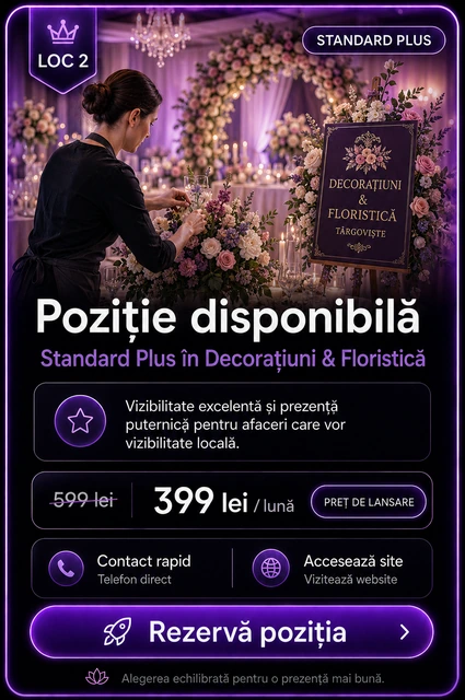 Loc 2 Standard Plus Decorațiuni și Floristică Târgoviște - Poziție disponibilă, 399 lei pe lună