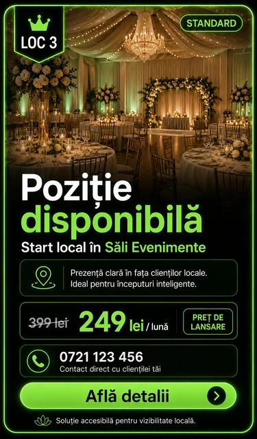 Loc 3 Standard Săli Evenimente Târgoviște - Poziție disponibilă, 249 lei pe lună