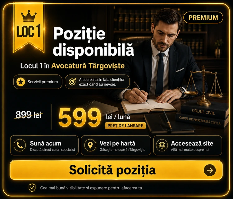 Loc 1 Premium Avocatură Târgoviște - Poziție disponibilă, 599 lei pe lună