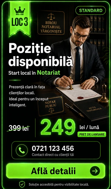 Loc 3 Standard Notariat Târgoviște - Poziție disponibilă, 249 lei pe lună