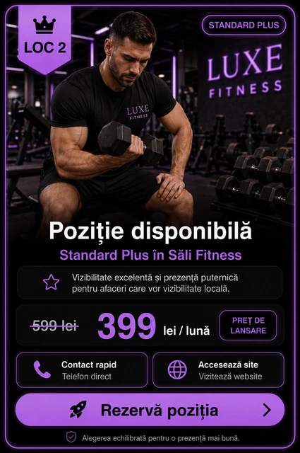 Loc 2 Standard Plus Săli Fitness Târgoviște - Poziție disponibilă, 399 lei pe lună