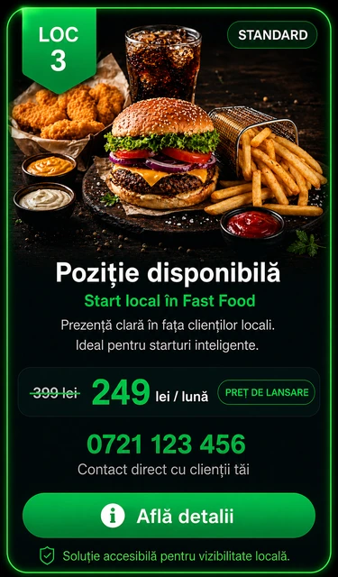 Loc 3 Standard Fast Food Târgoviște - Poziție disponibilă, 249 lei pe lună