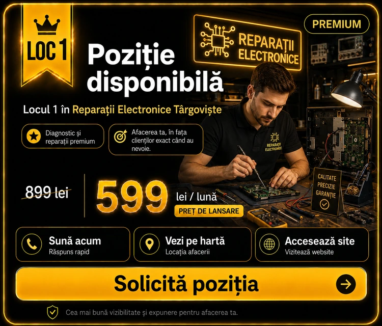 Loc 1 Premium Reparații Electronice Târgoviște - Poziție disponibilă, 599 lei pe lună